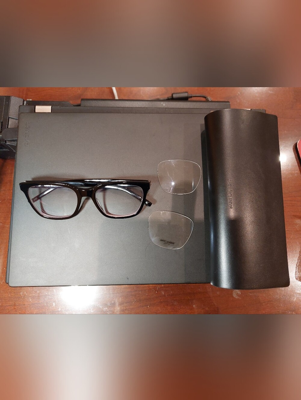 Saint Laurent Black Men's Acetate Optical Frames with Spare Lenses